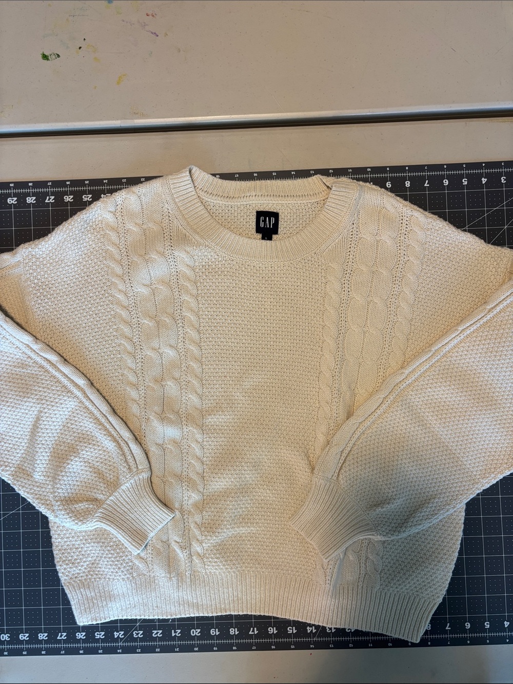 GAP Cream Cable Knit Crewneck Sweater